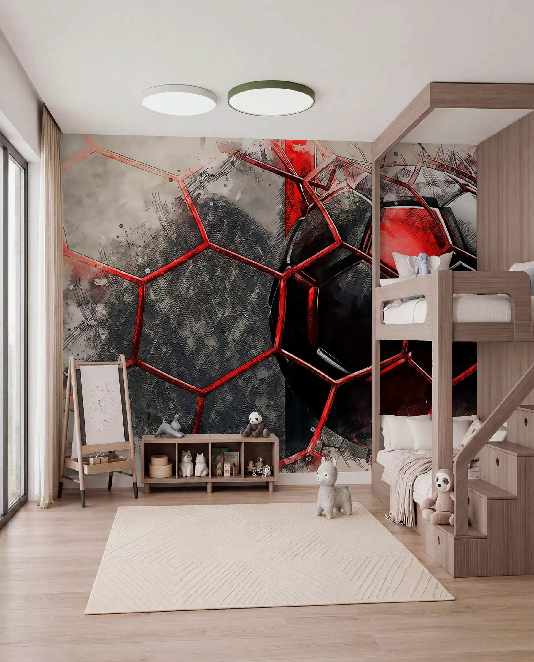 wall murals Football in Red Motion u72803