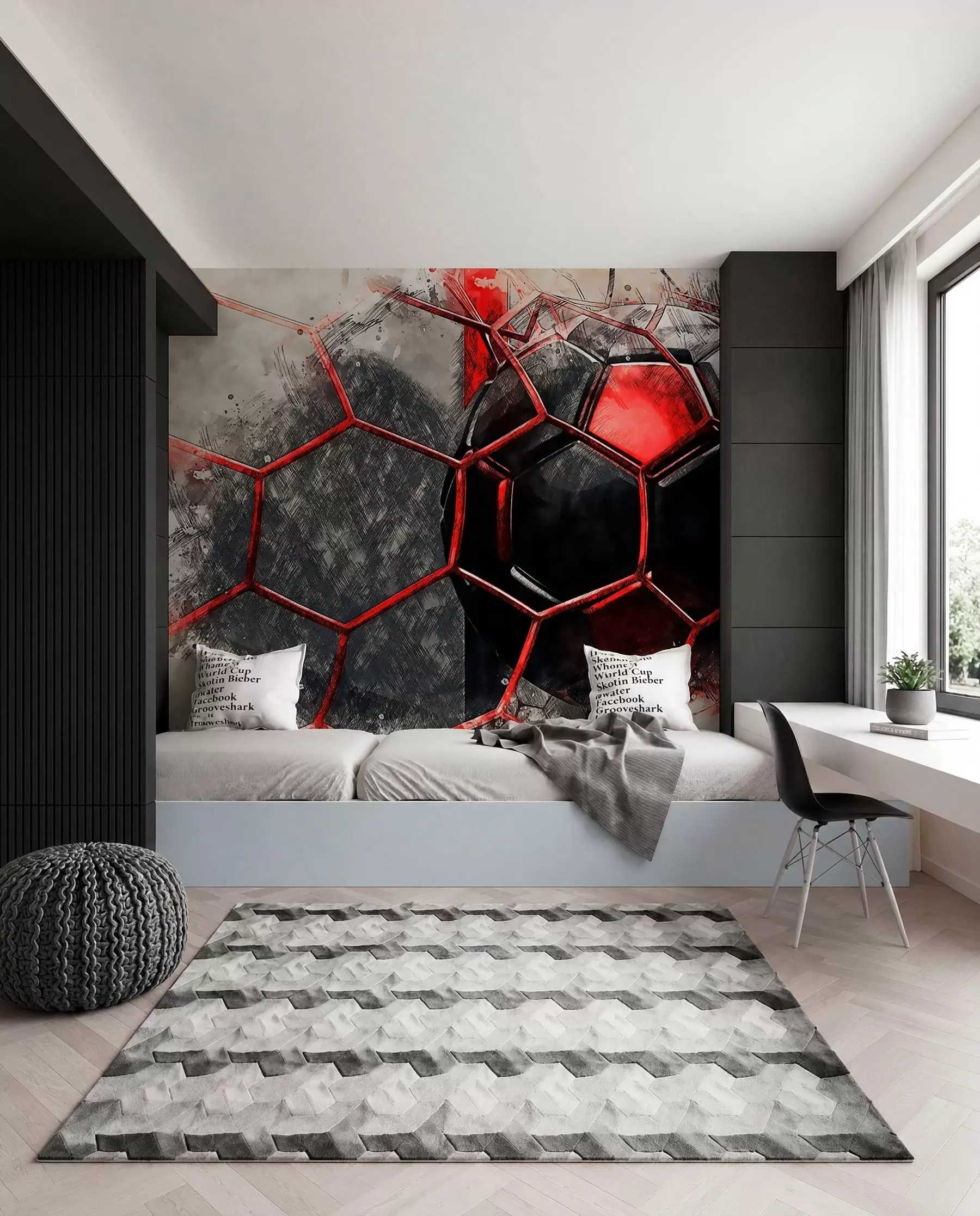 Wall Mural Photo Wallpaper Football in Red Motion u72803