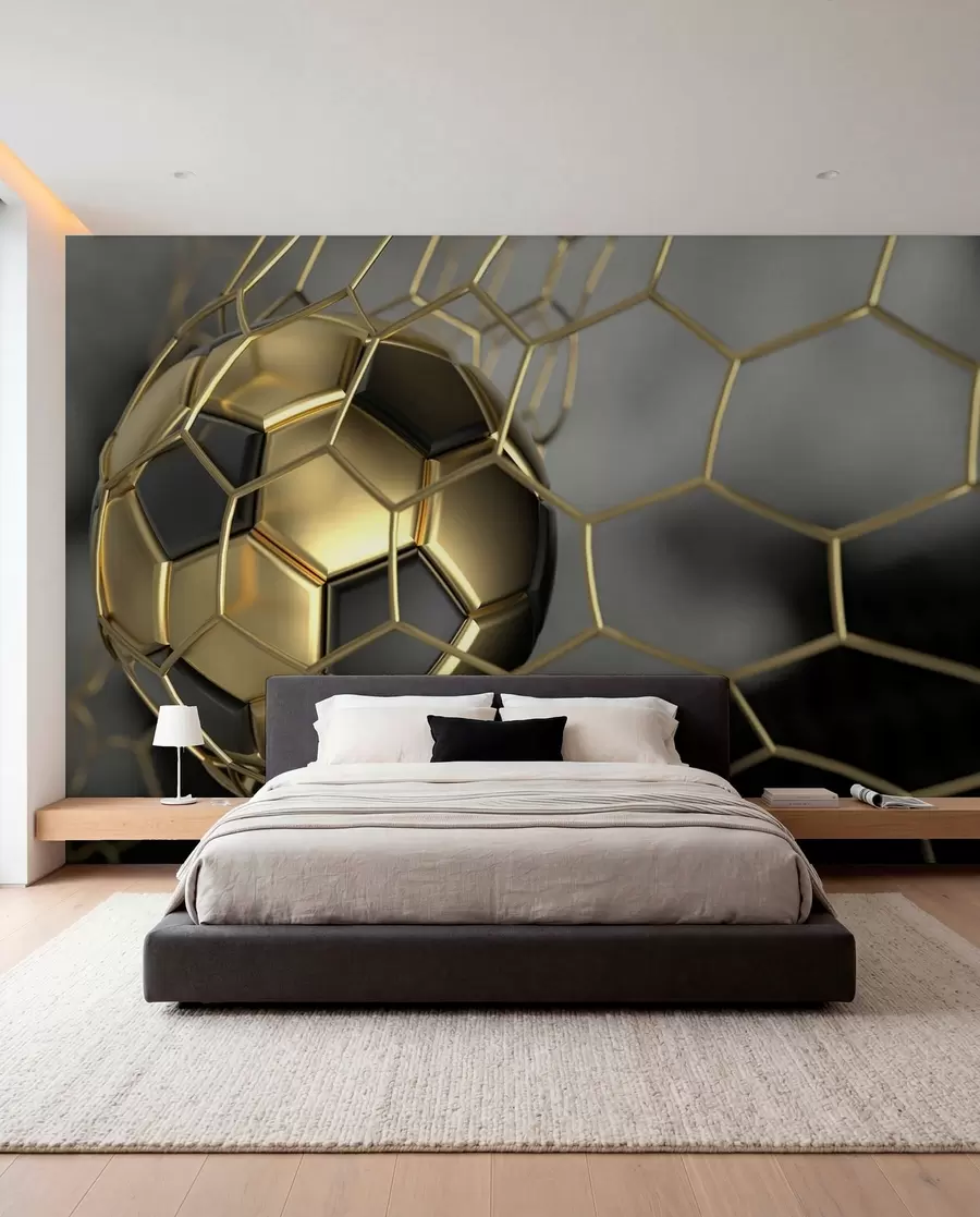 peintures murales Un ballon de football dans le but u73010