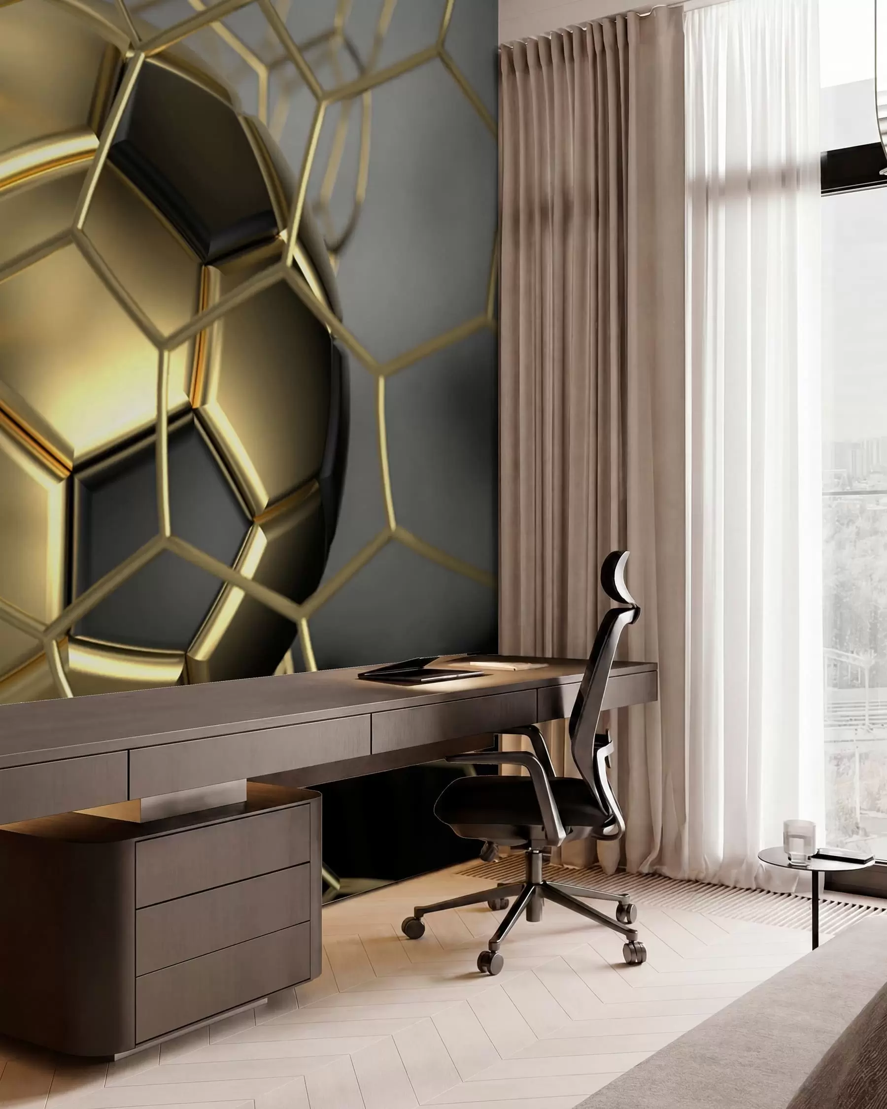 wall murals A soccer ball in the goal u73010