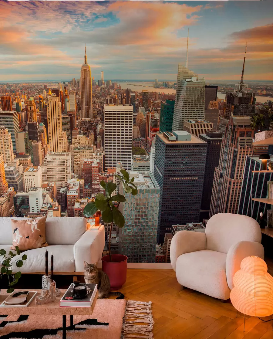 Wall Mural Photo Wallpaper Air view to the sunset of New York u80529