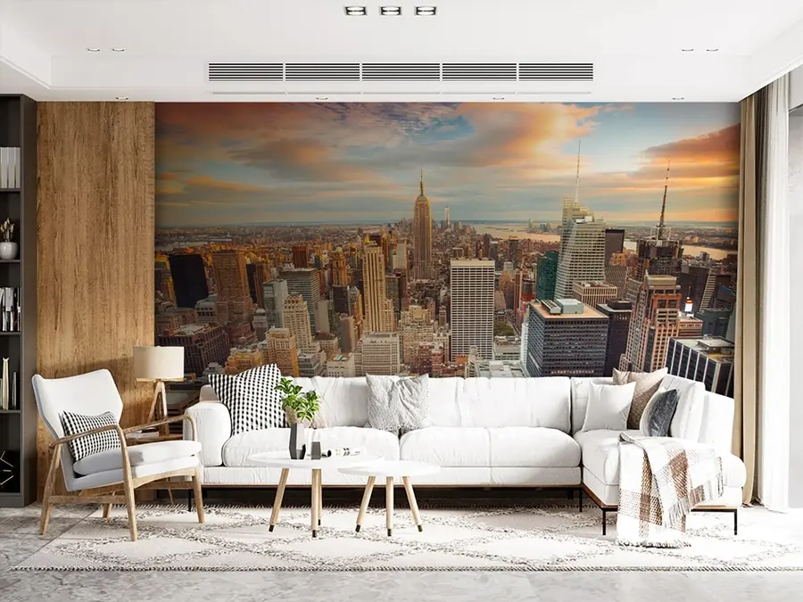 Wall Mural Photo Wallpaper Air view to the sunset of New York u80529