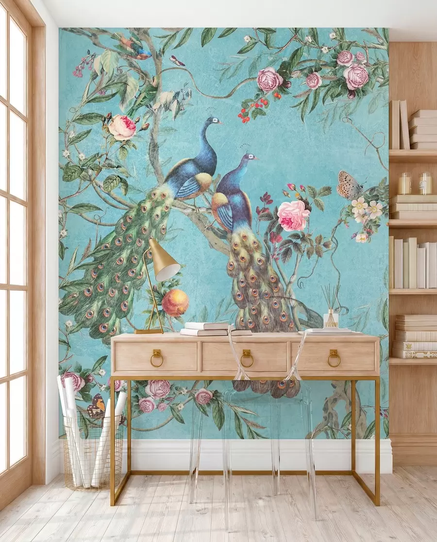 peintures murales Oiseau, fleur et vertébré u12428