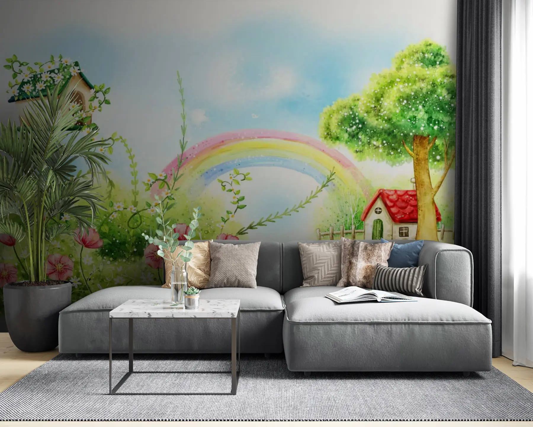 Wall Mural Photo Wallpaper Rainbow, plant e flower u57050