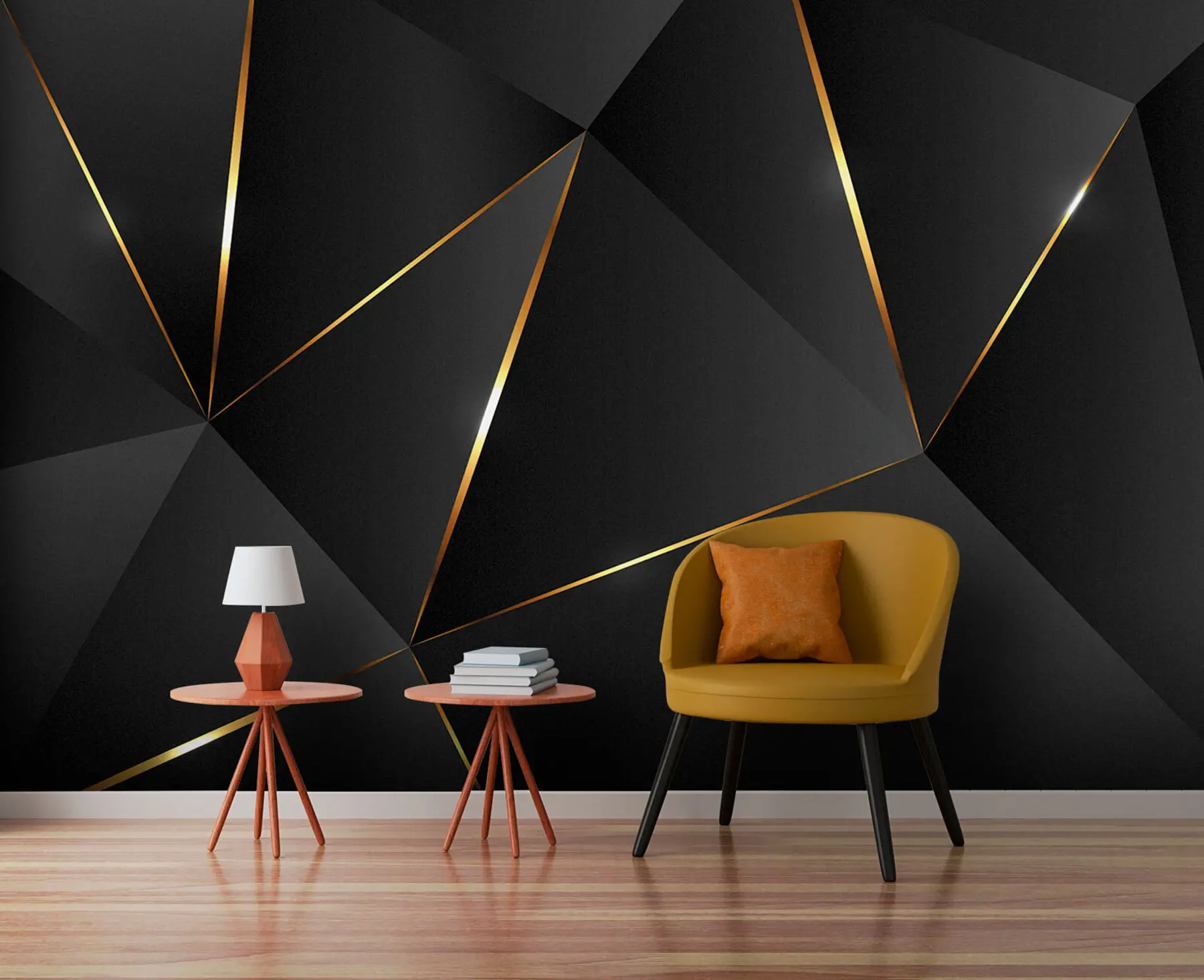 murales triángulos 3D con líneas u73616