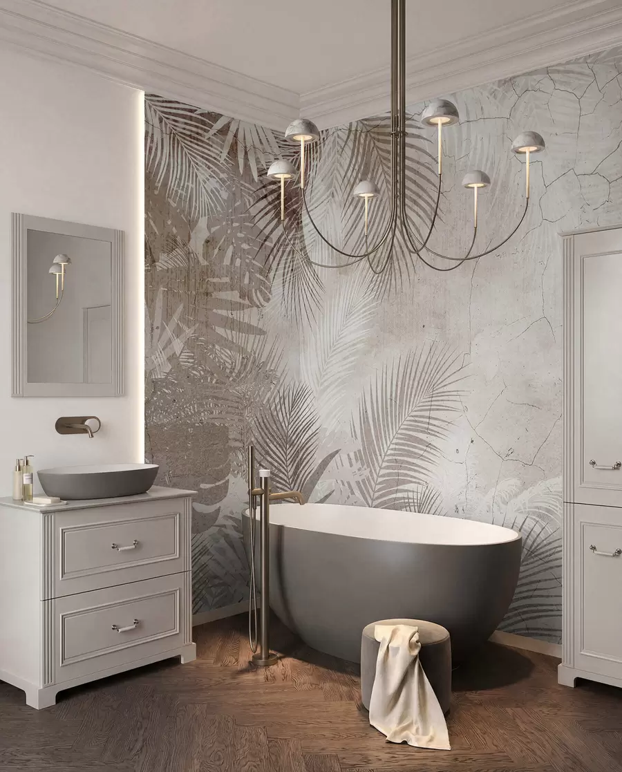 murales Glamurosas hojas 3D en estilo grunge u73583
