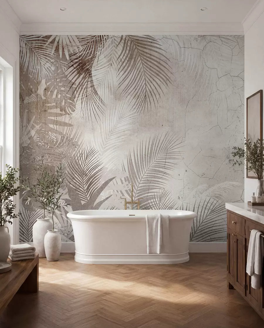 murales Glamurosas hojas 3D en estilo grunge u73583