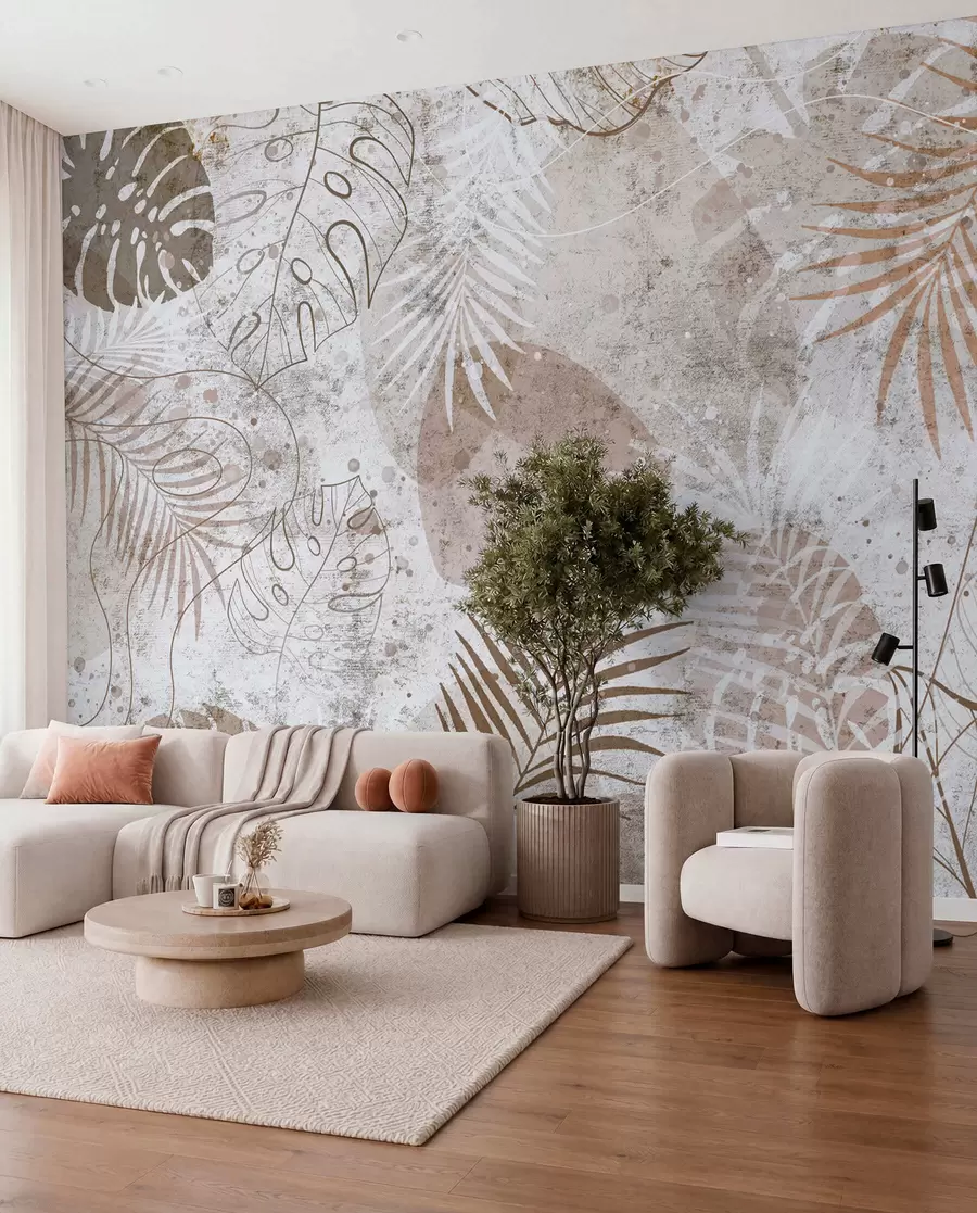 peintures murales Feuilles 3D glamour en style grunge u73584