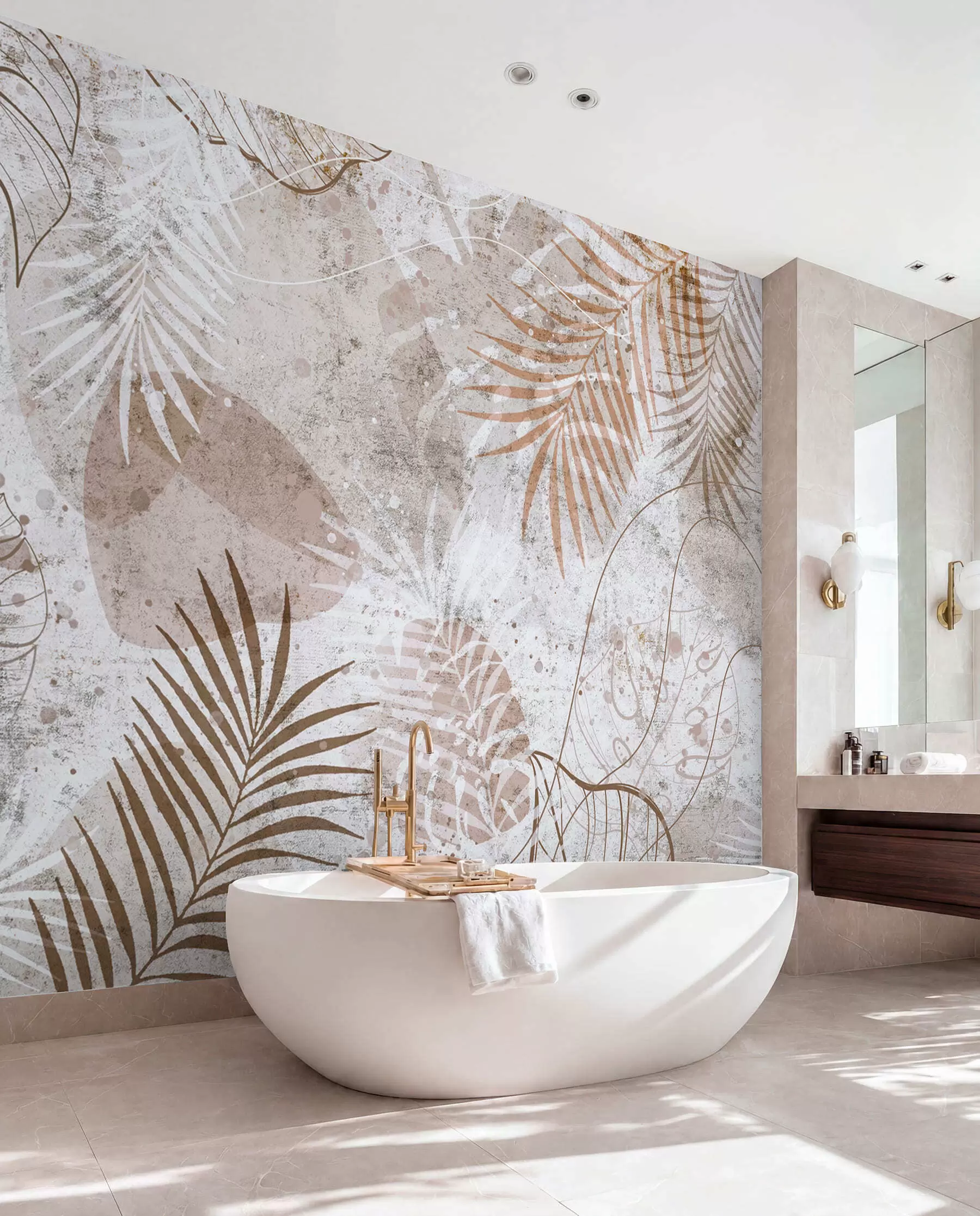 peintures murales Feuilles 3D glamour en style grunge u73584
