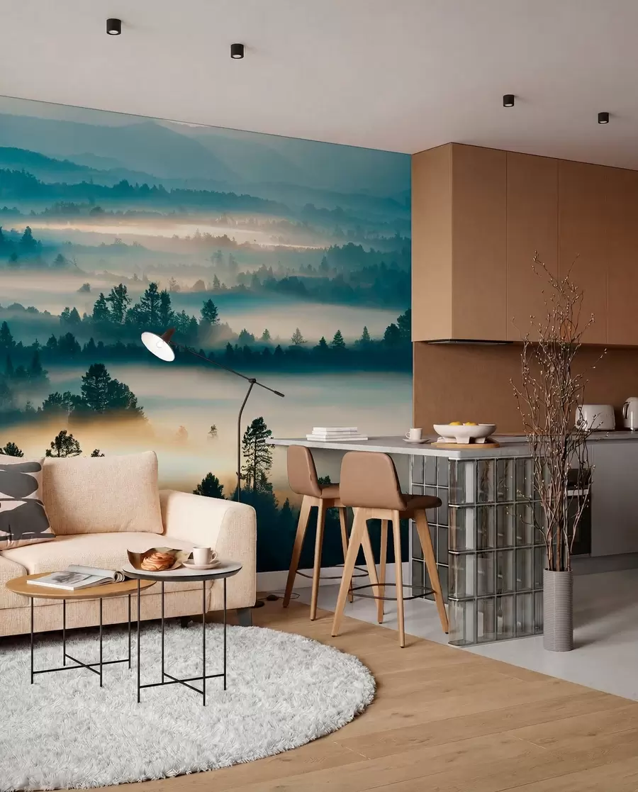 wall murals Walls of mist in the forest u73865