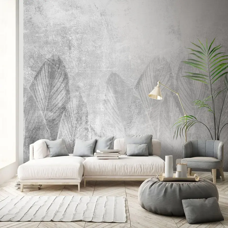 Wall Mural Photo Wallpaper Modern decor palm leaves on a concrete background u73876