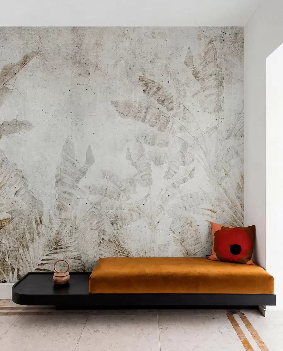 Wall Mural Photo Wallpaper Banana leaves on a concrete wall u73886