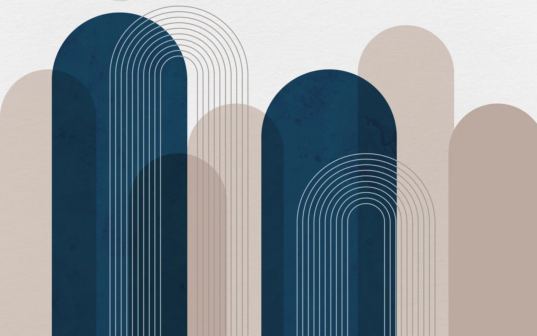 murales Arcos abstractos en azul y beige u73098