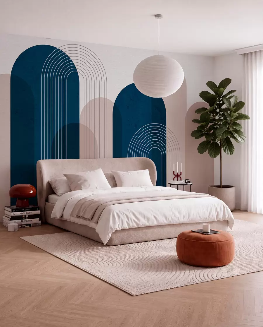 Wall Mural Photo Wallpaper Abstract blue and beige arches u73098