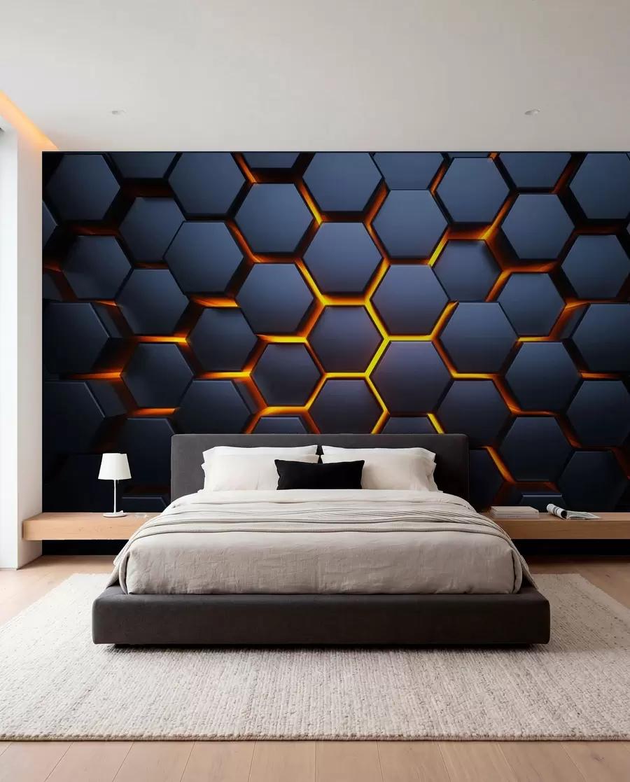 peintures murales Lueur sous les hexagones u93570