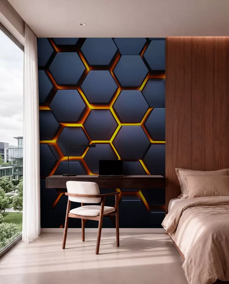peintures murales Lueur sous les hexagones u93570