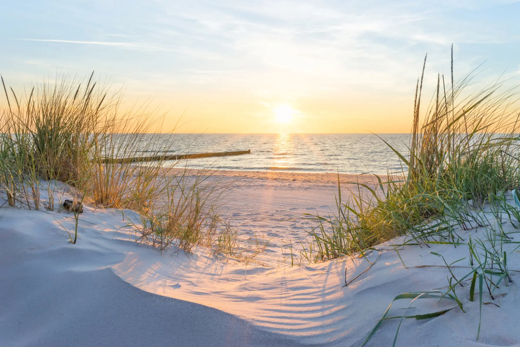 Wall Mural Photo Wallpaper Photo/Panoramic Dunes beach with sunset u93577