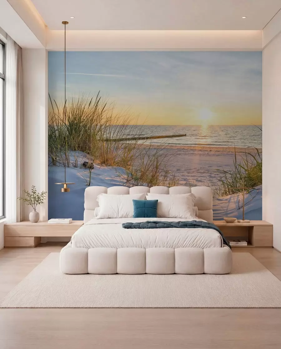 peintures murales Photo/Panoramique Plage des Dunes avec coucher de soleil u93577