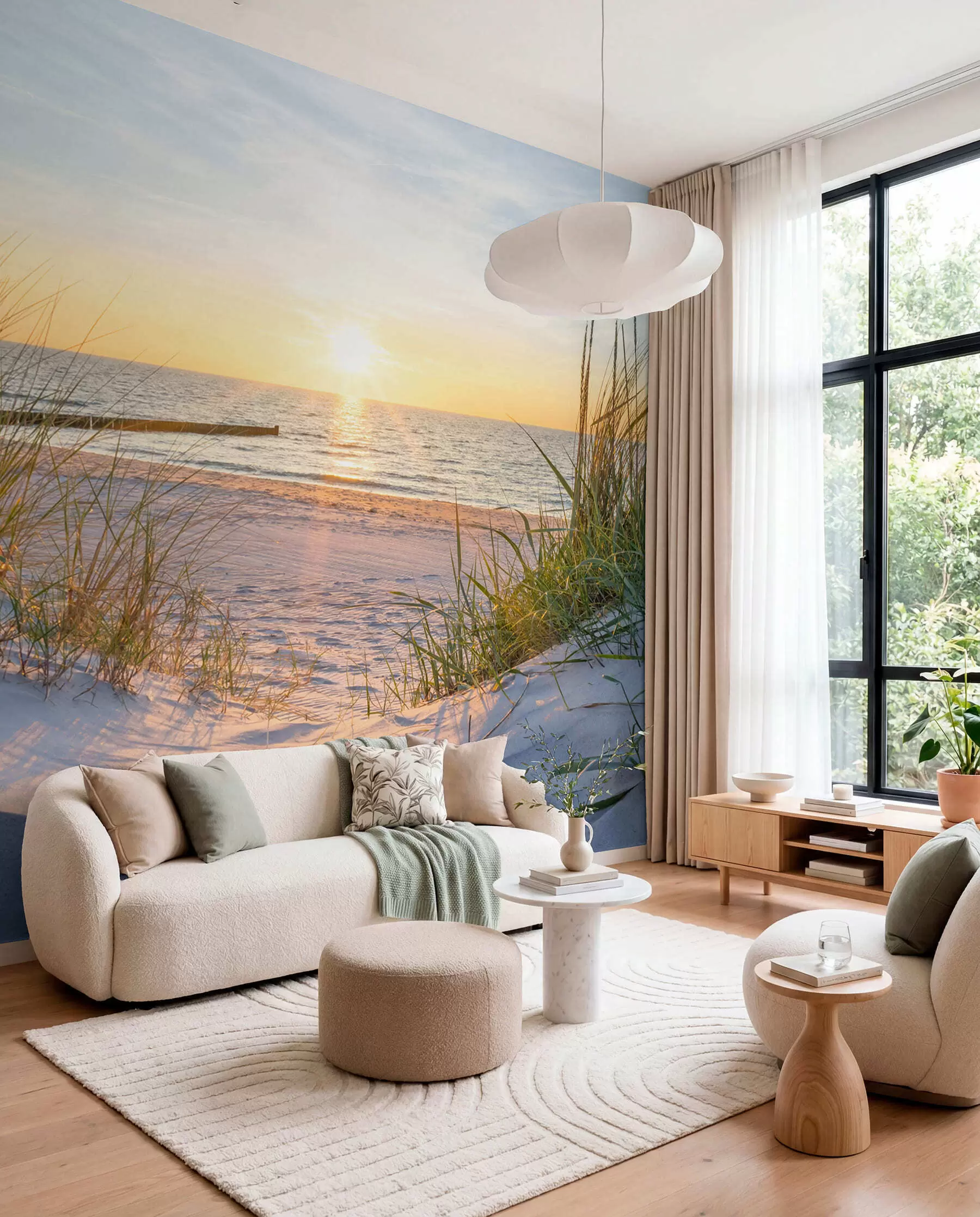 Wall Mural Photo Wallpaper Photo/Panoramic Dunes beach with sunset u93577