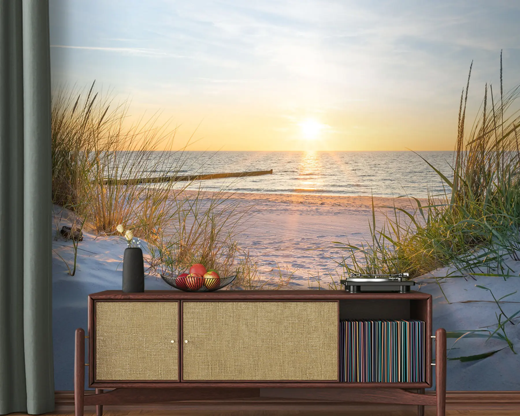 Wall Mural Photo Wallpaper Photo/Panoramic Dunes beach with sunset u93577