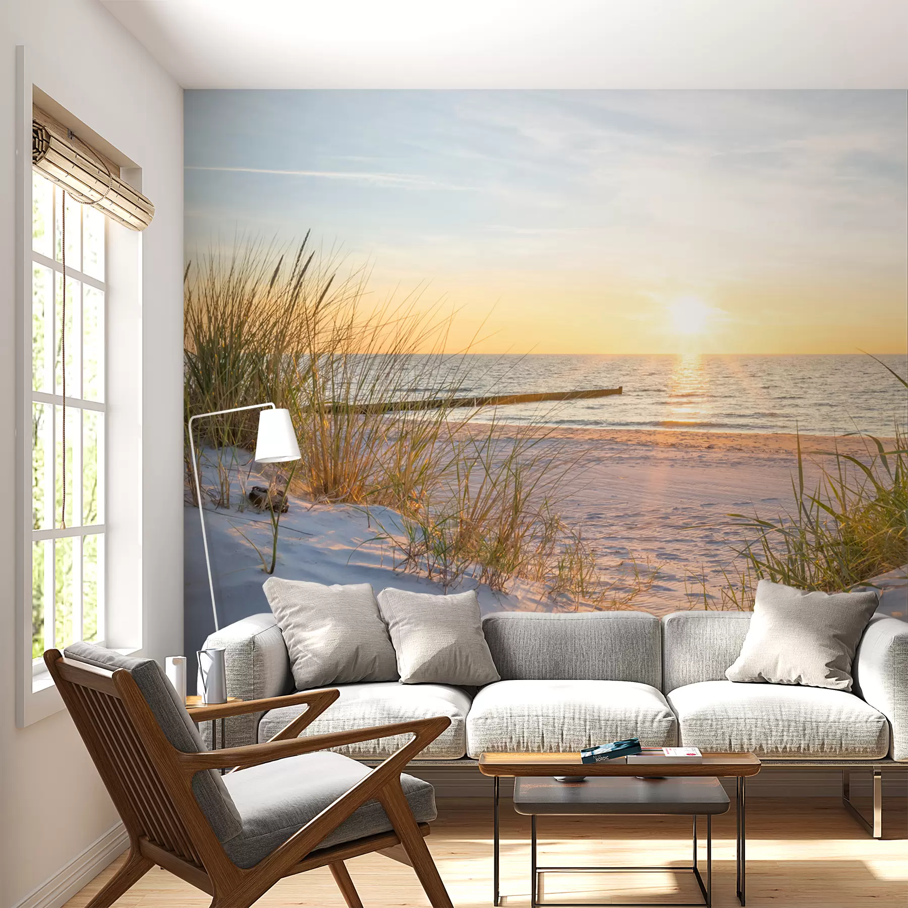 murales Foto/Panorámica Playa de las Dunas con puesta de sol u93577
