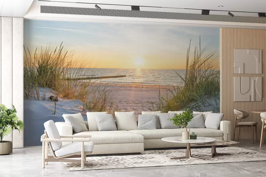 murales Foto/Panorámica Playa de las Dunas con puesta de sol u93577