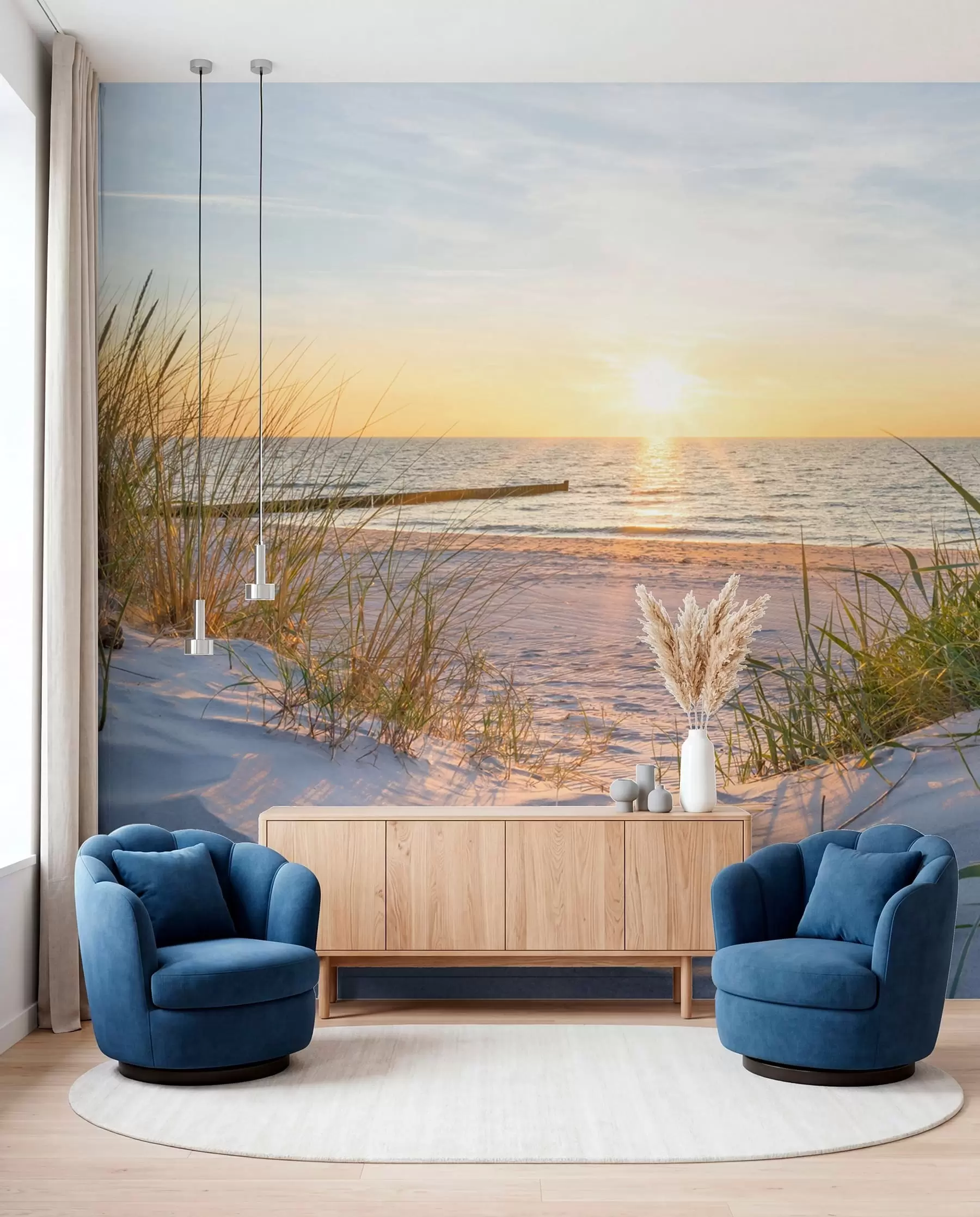 murales Foto/Panorámica Playa de las Dunas con puesta de sol u93577