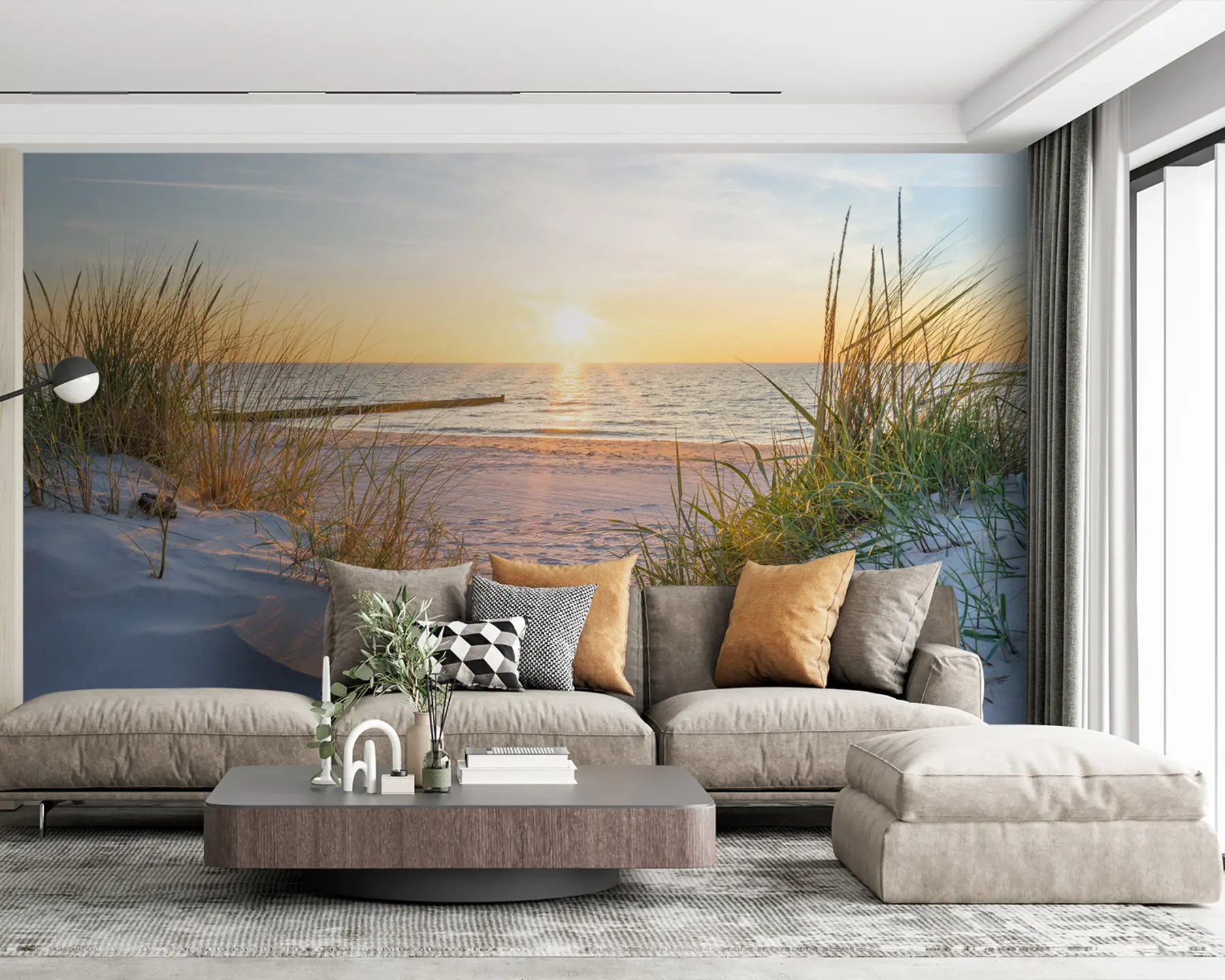Wall Mural Photo Wallpaper Photo/Panoramic Dunes beach with sunset u93577