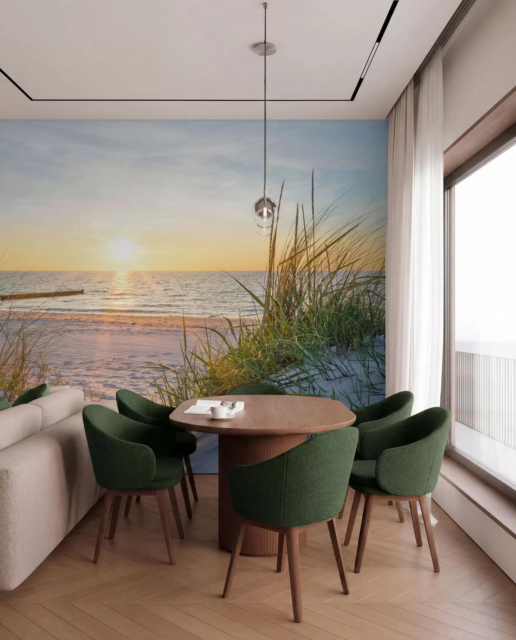 wall murals Photo/Panoramic Dunes beach with sunset u93577