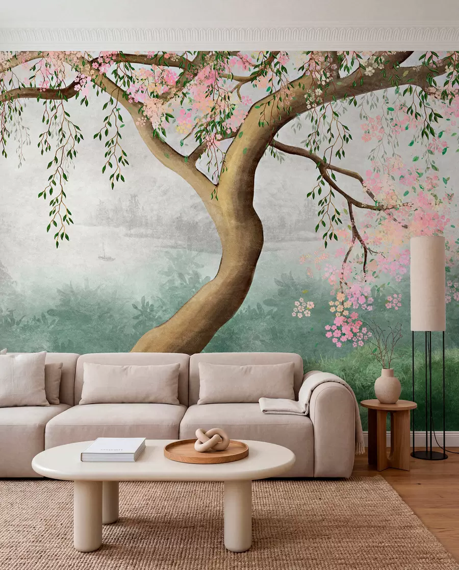 Wall Mural Photo Wallpaper Flowering tree on the hill u93587
