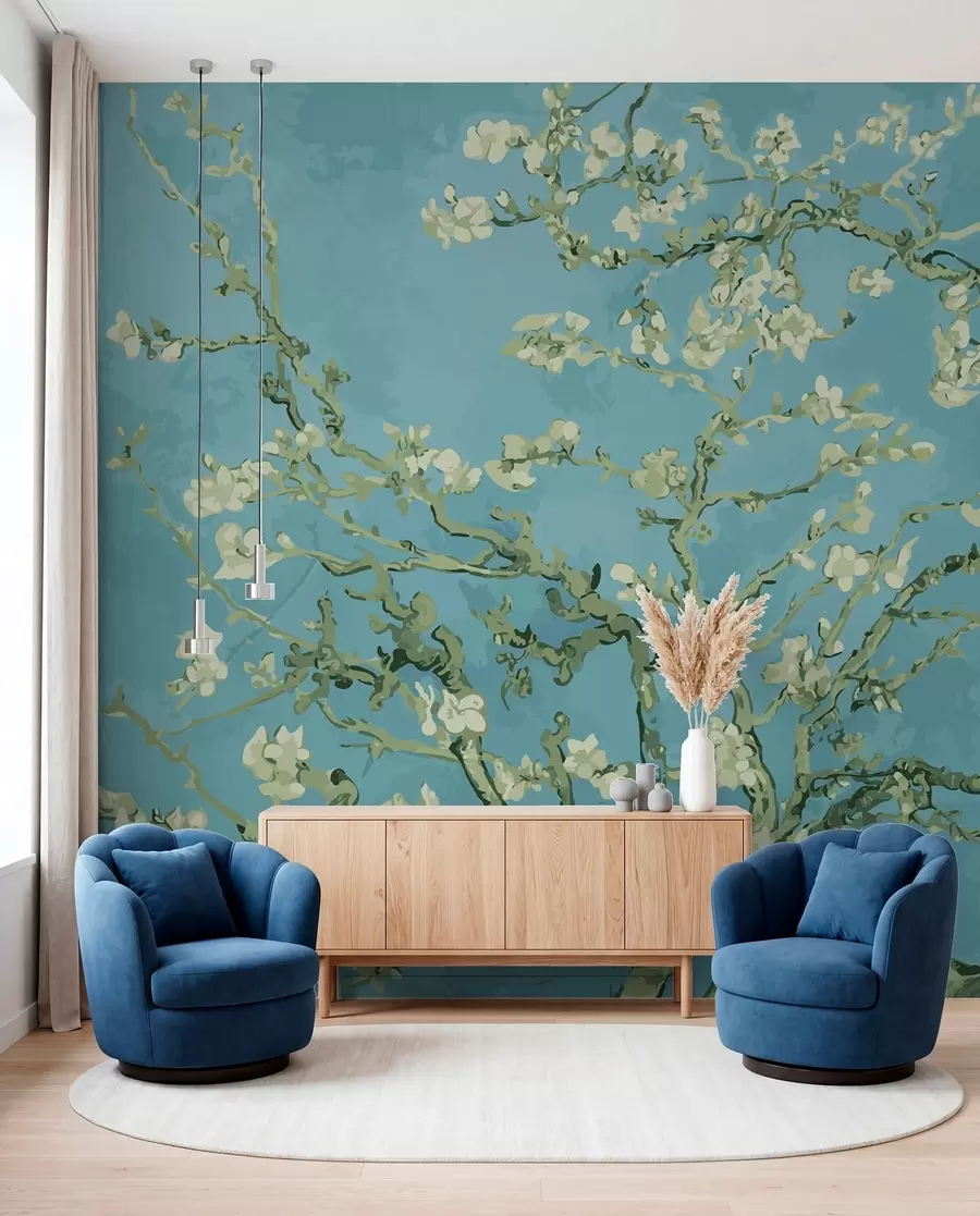 Wall Mural Photo Wallpaper Amandier panoramic in Van Gogh flowers u93603