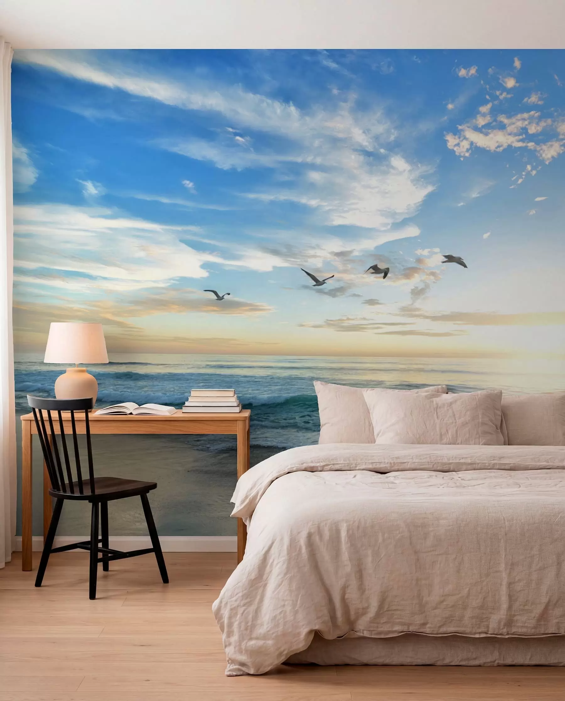 peintures murales Les mouettes et la mer au lever du soleil u93607