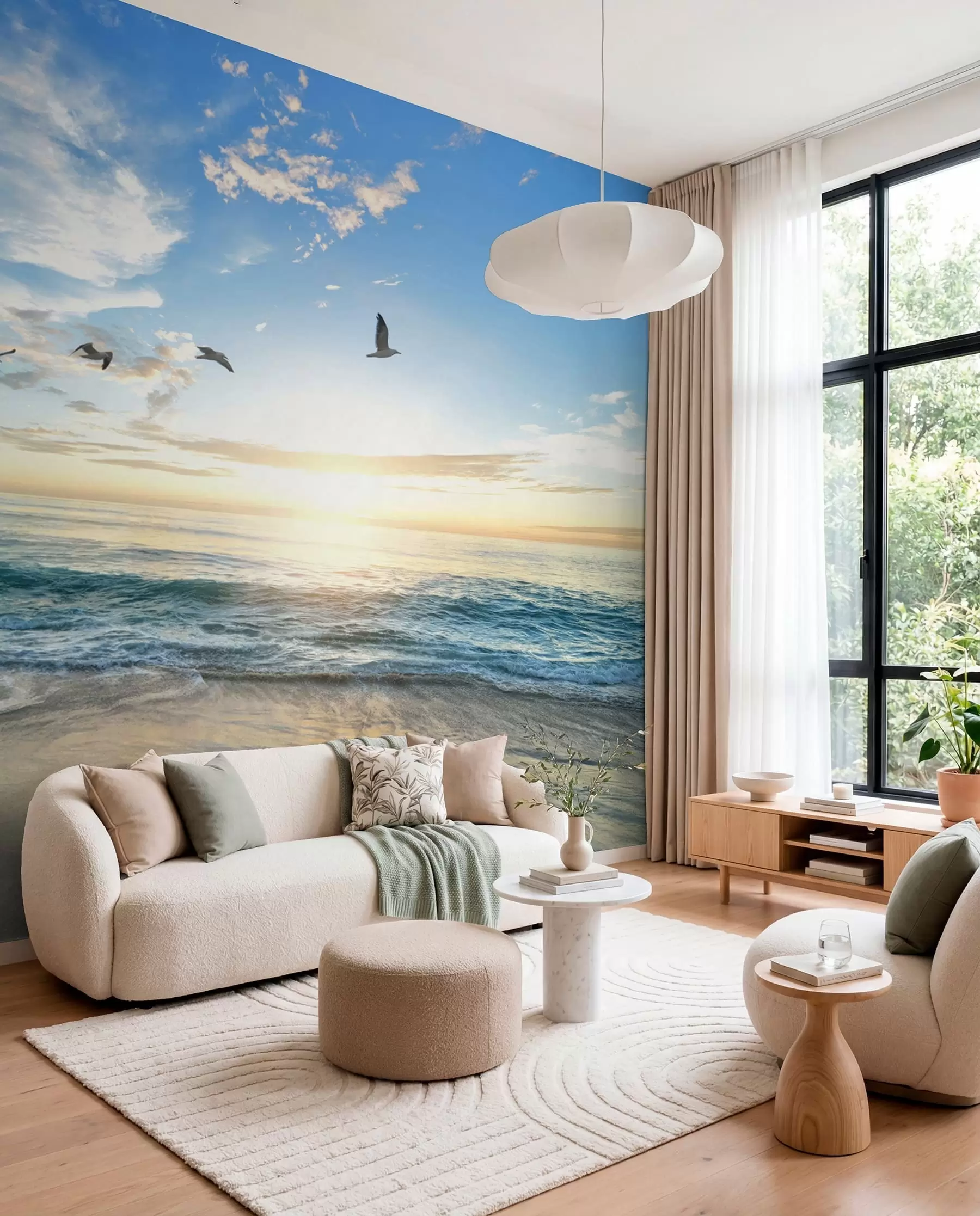 peintures murales Les mouettes et la mer au lever du soleil u93607