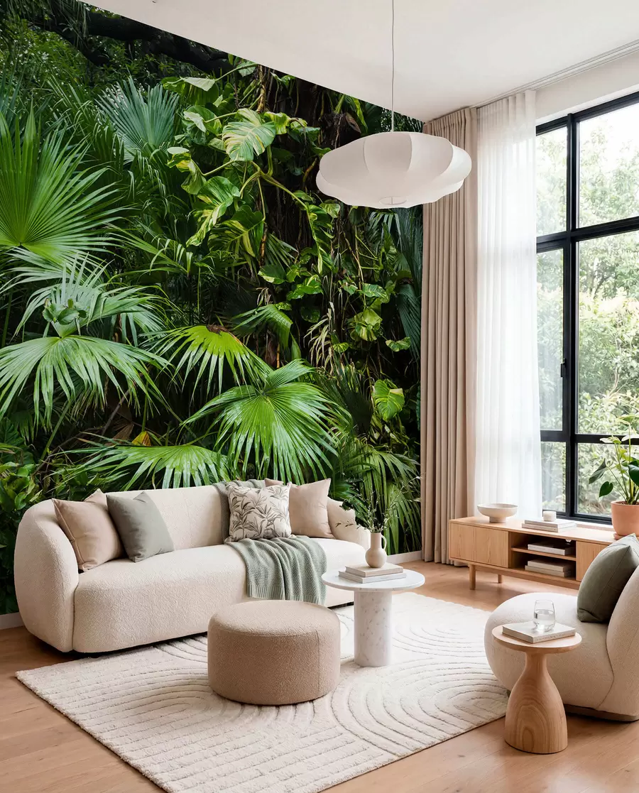 Wall Mural Photo Wallpaper Wet leaves in the jungle u93616