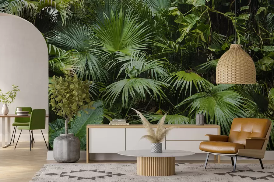 Wall Mural Photo Wallpaper Wet leaves in the jungle u93616