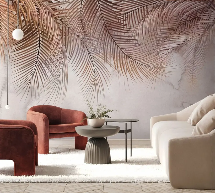 Wall Mural Photo Wallpaper Tropical leaves in a foggy forest u73826