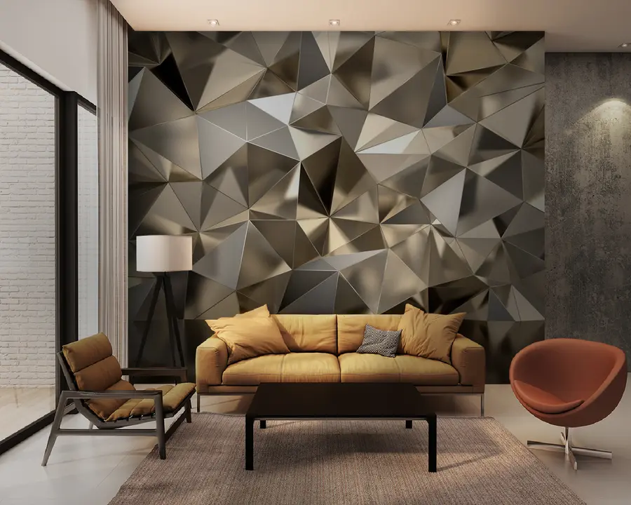 Wall Mural Photo Wallpaper Brown, triangle e grey u93417