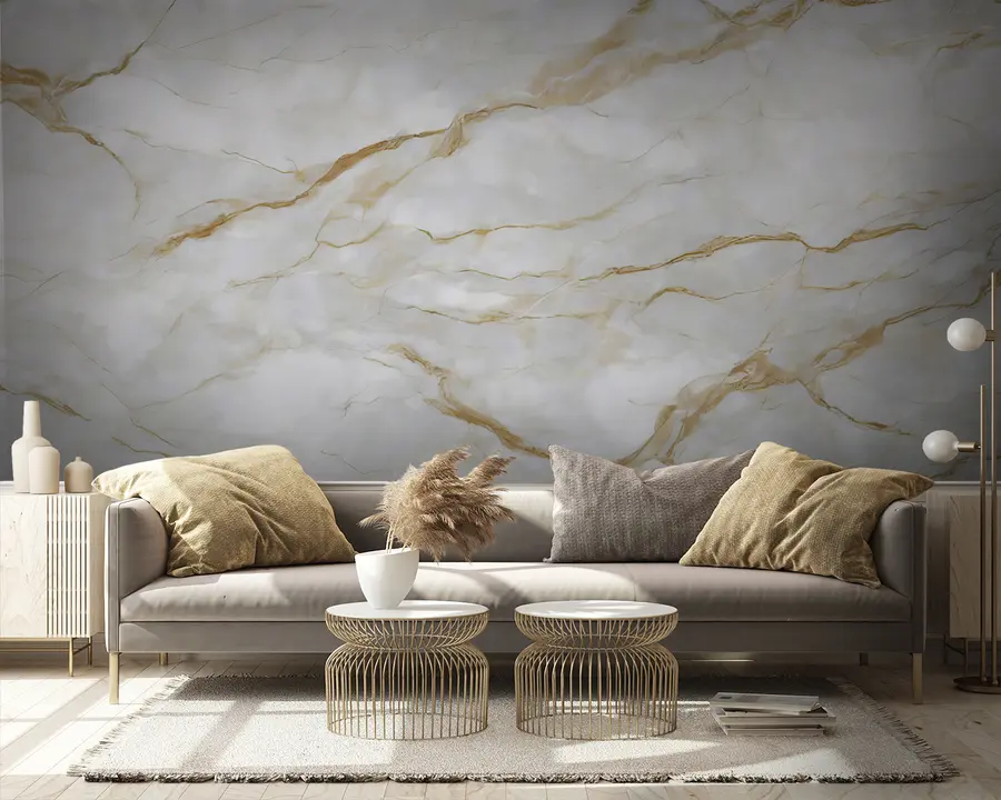 Wall Mural Photo Wallpaper White marble with beige lines u93433
