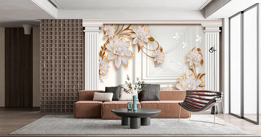 Wall Mural Photo Wallpaper Flowers and columns u93693