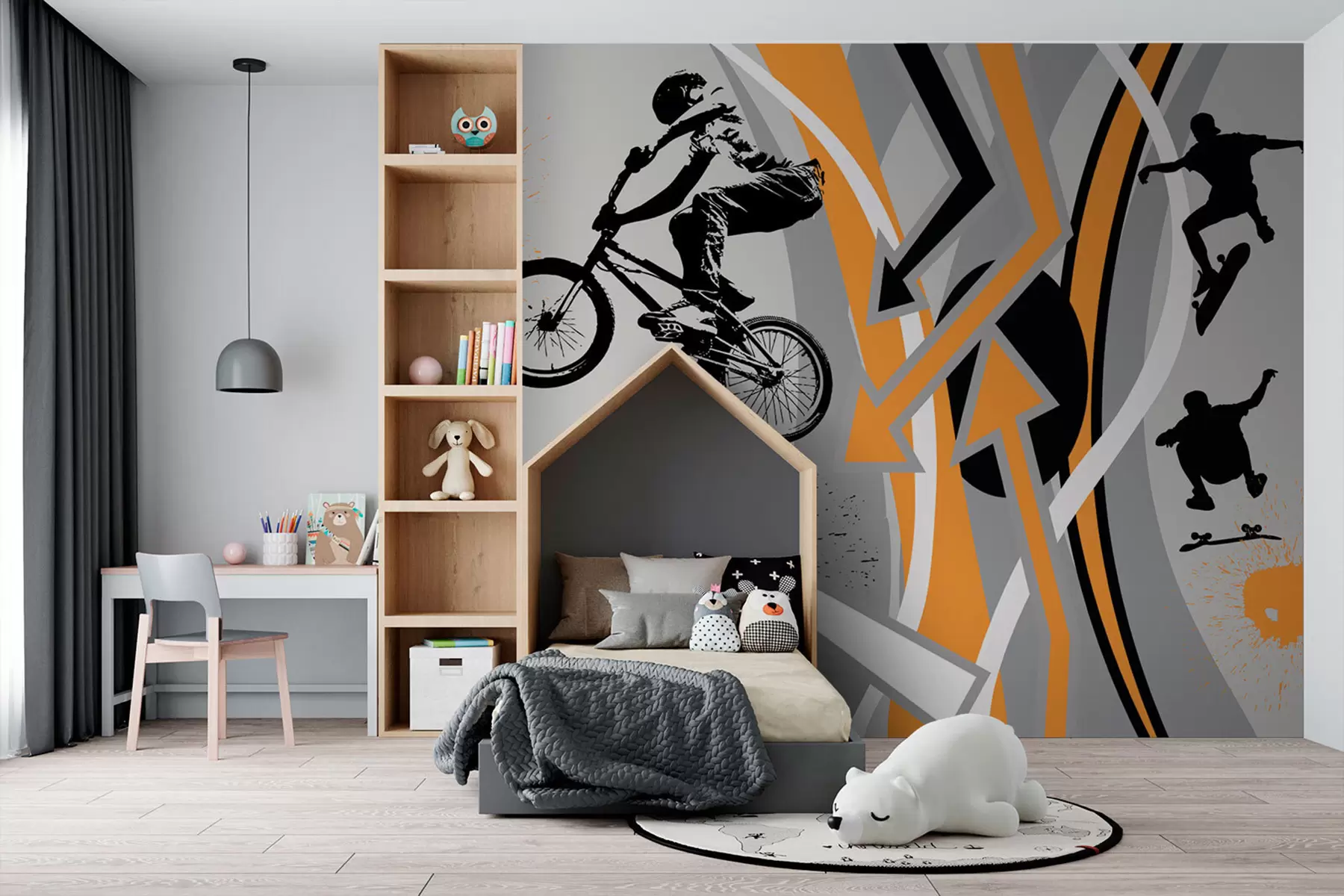 Wall Mural Photo Wallpaper Skate and bicycles in the style of graffiti u93699