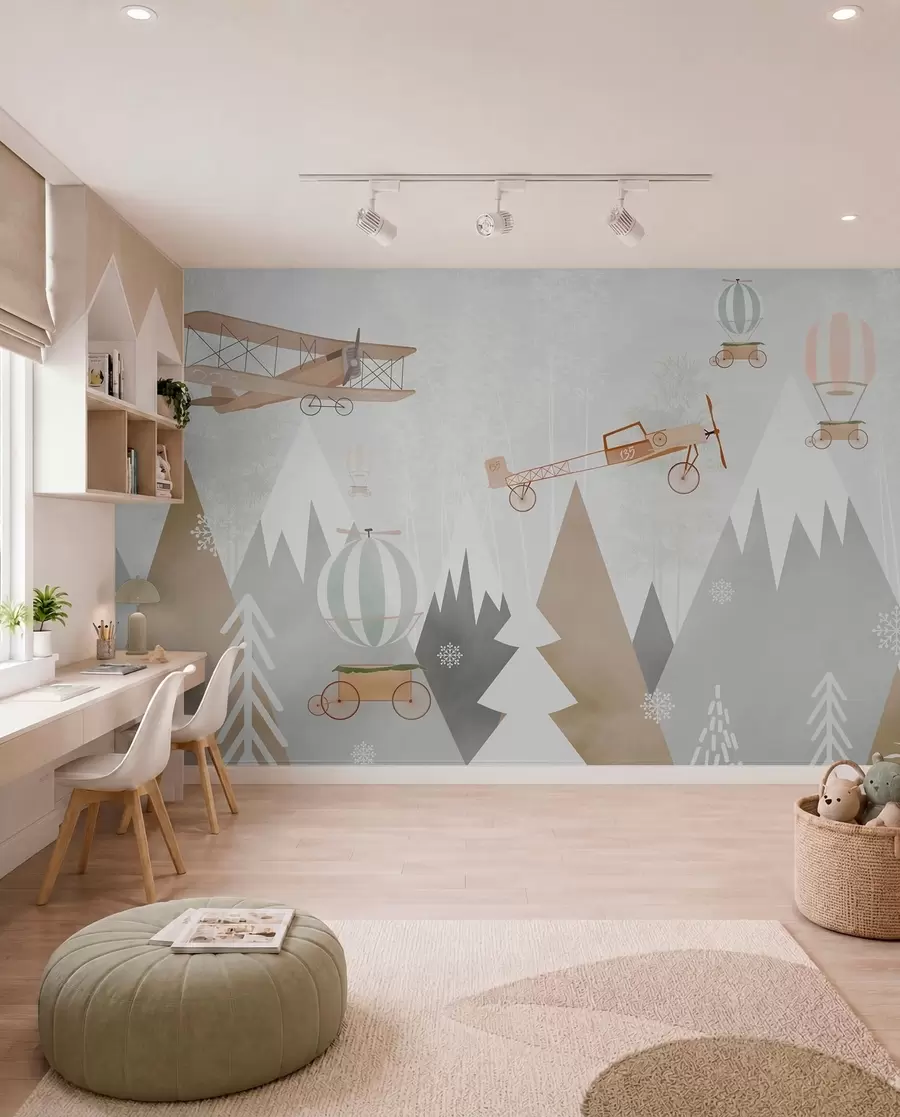 wall murals Mountains and airplanes, Scandinavian style u73961