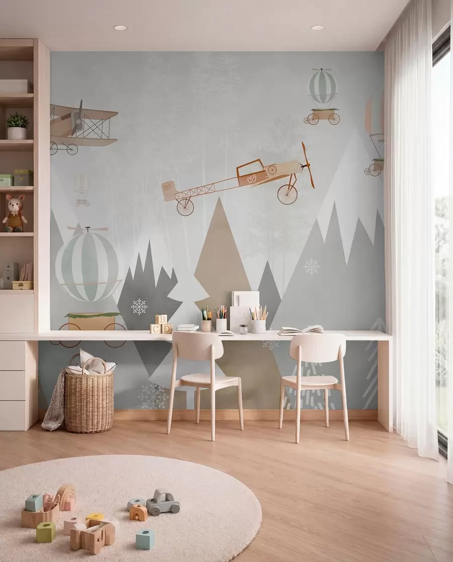 wall murals Mountains and airplanes, Scandinavian style u73961