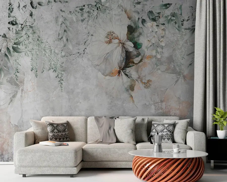 Wall Mural Photo Wallpaper Flower on concrete grunge background u73969