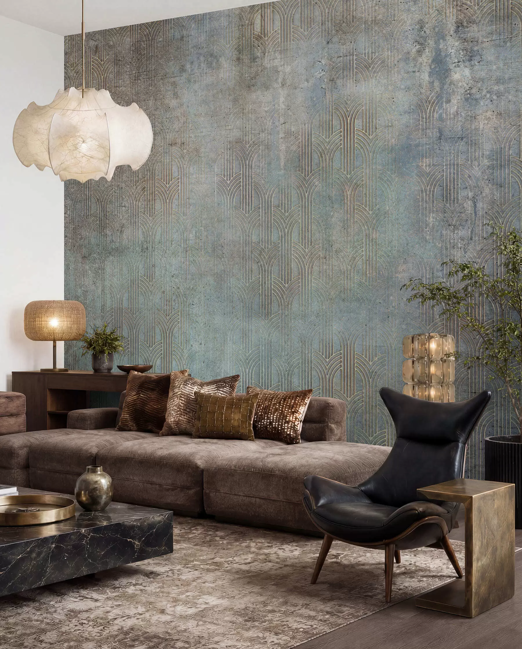Wall Mural Photo Wallpaper Blue and Rust Patina u73973
