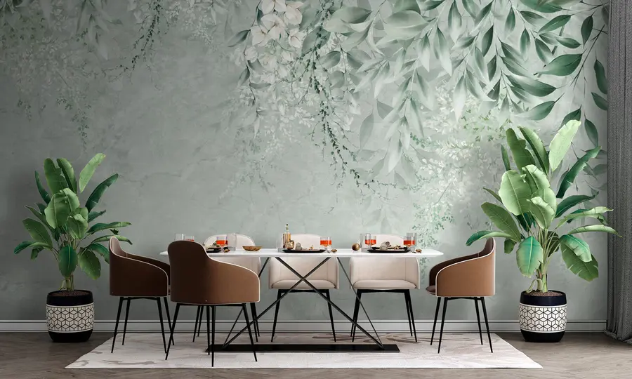 murales Flores botánicas sobre mármol u73982