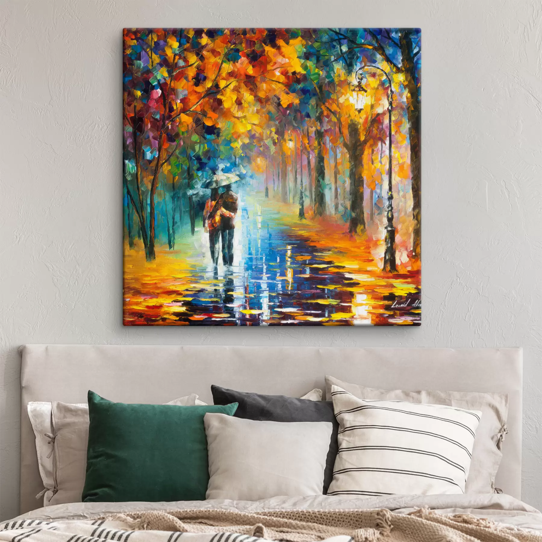 wall murals Couple under an umbrella, autumn s15186