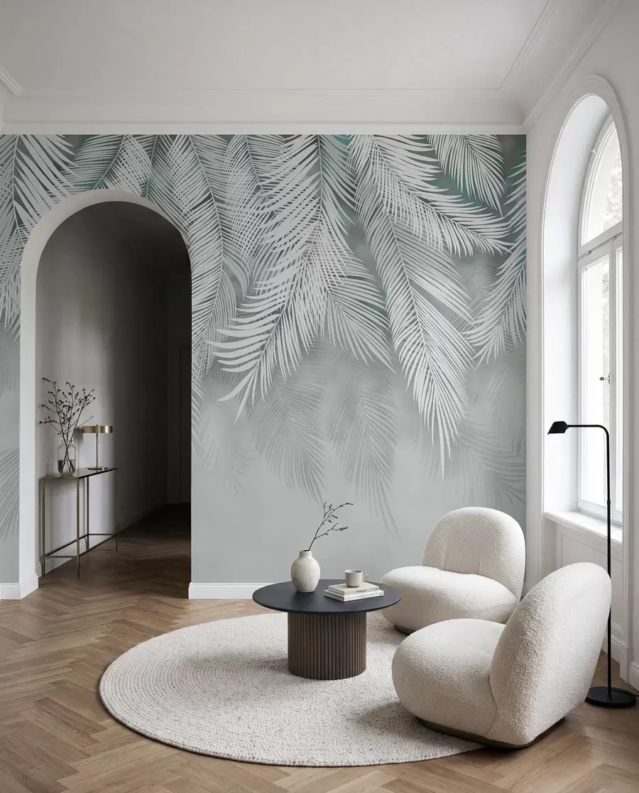 peintures murales Feuilles tropicales avec ombres de menthe u48556v3