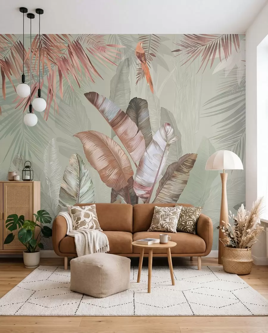 wall murals Gilded Tropics in Coral u50468v1
