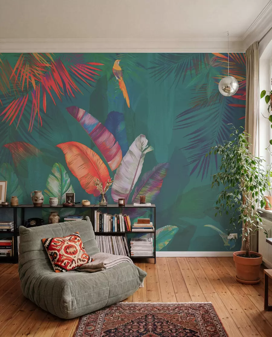 wall murals Gilded Tropics — Teal u50468v2
