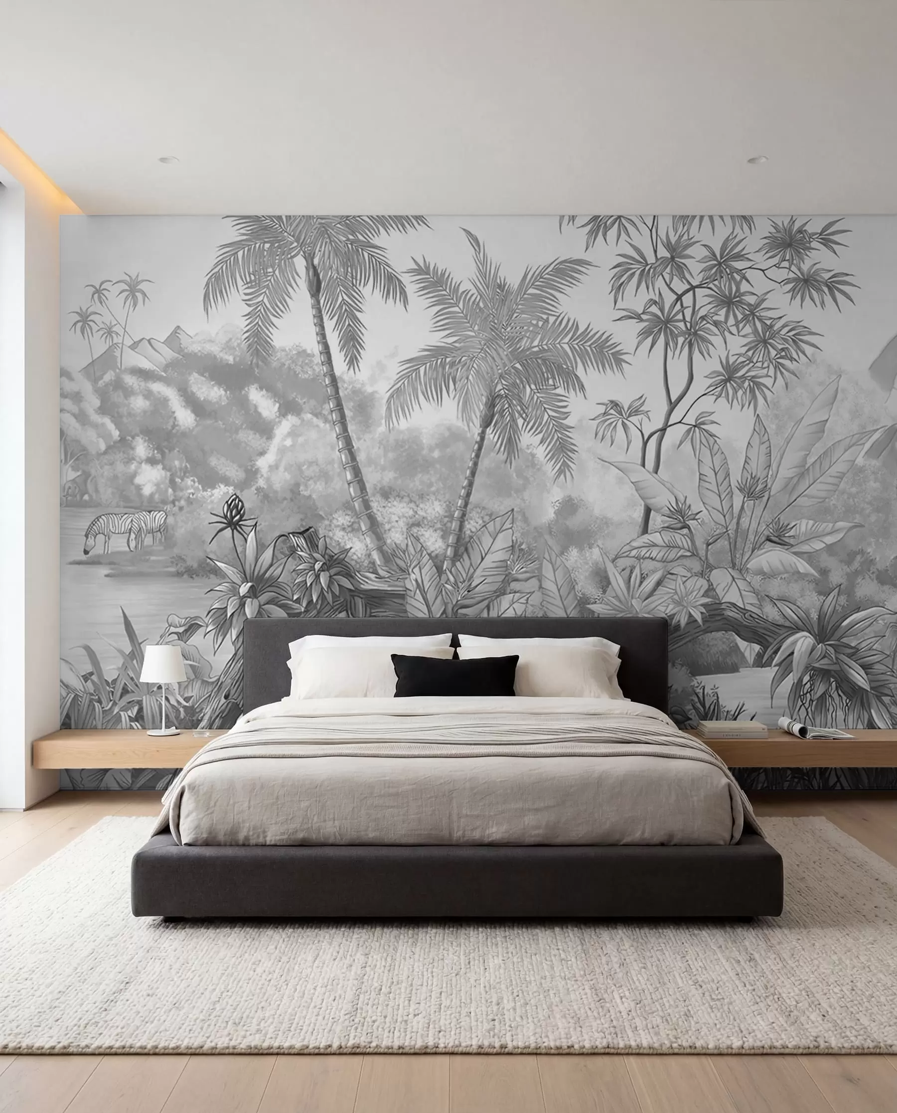 wall murals Black and white tropics u59039
